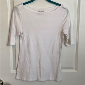 Old Navy Solid Half Sleeve White Shirt